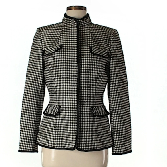 Wool Houndstooth Pattern Blazer Sport Coat Preppy Academia M Closet Staple - Picture 1 of 14